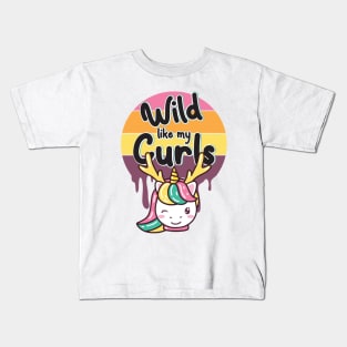 Wilds Like My Curls Toddler Cute Unicorn Curly Haired Kids T-Shirt